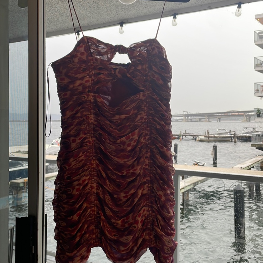 Zara - Peacock cutout dress NWT